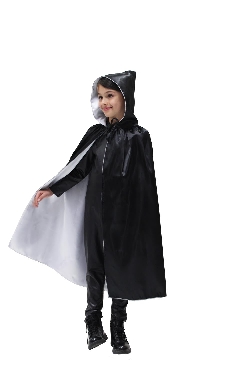 MANTELLO CAPPUCCIO DOUBLE NERO-BIANCO BAMBINO